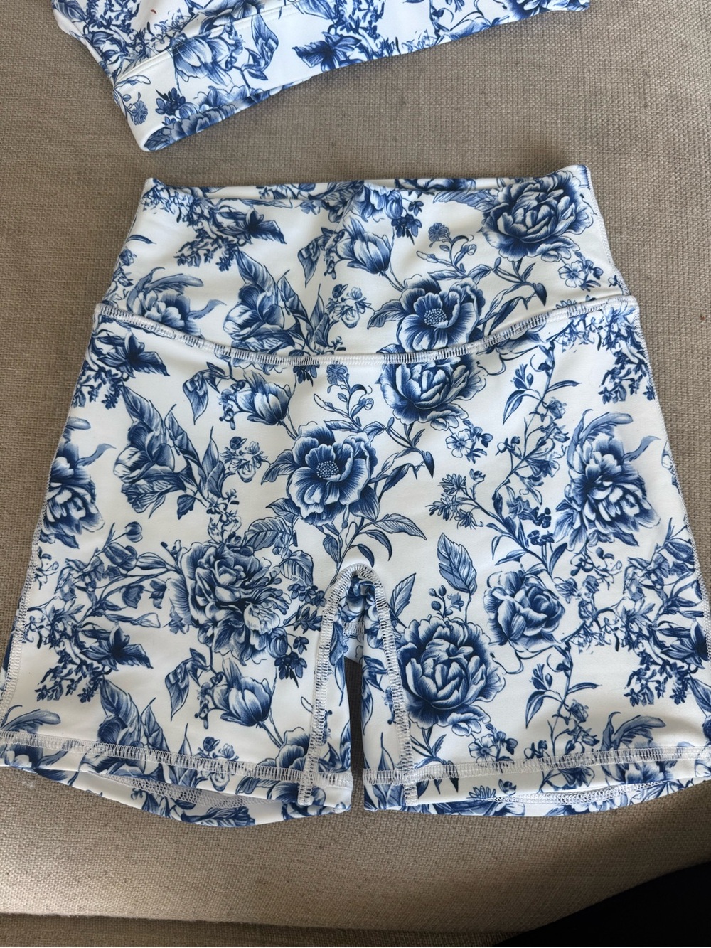 Abercrombie & Fitch YPB SculptLux High-Waist Blue Floral Women’s Bike Shorts